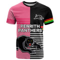 (Custom Text And Number) Penrith Panthers Rugby T Shirt Proud The Panthers Comeback Black and Pink LT9
