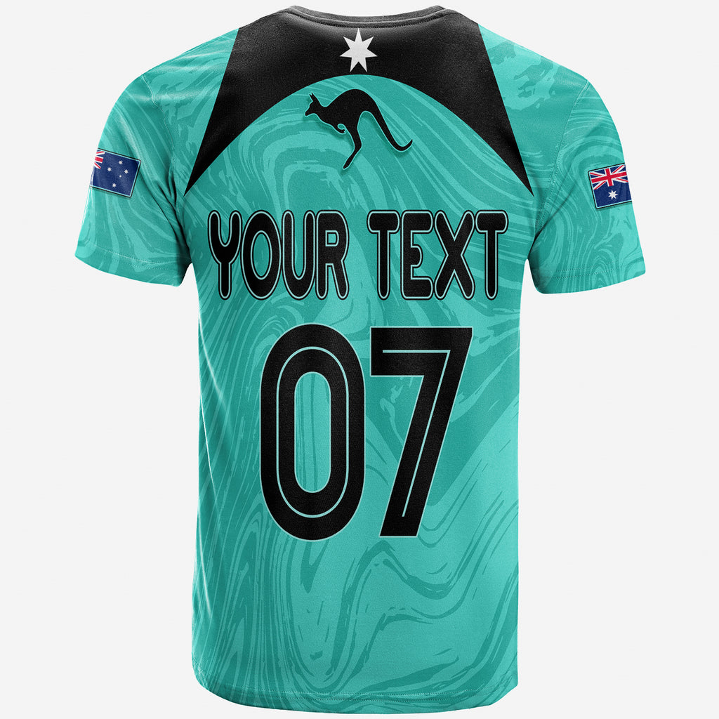Personalised Aussie Matildas T Shirt 2023 Women World Cup Marble Patterns - Turquoise LT7