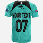 Personalised Aussie Matildas T Shirt 2023 Women World Cup Marble Patterns - Turquoise LT7