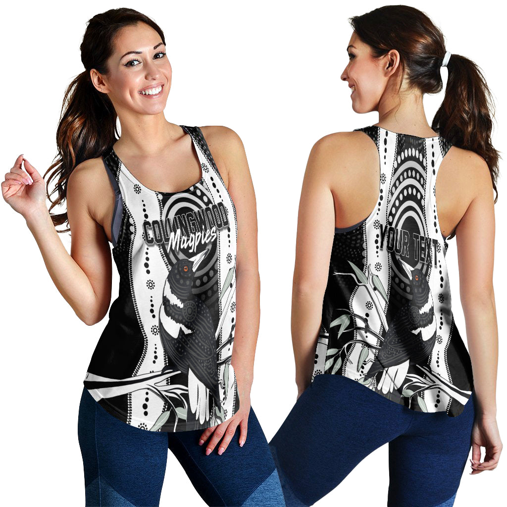 Personalised Collingwood Magpies Aboriginal Women Racerback Tank Top Artsy Vibes - Vibe Hoodie Shop