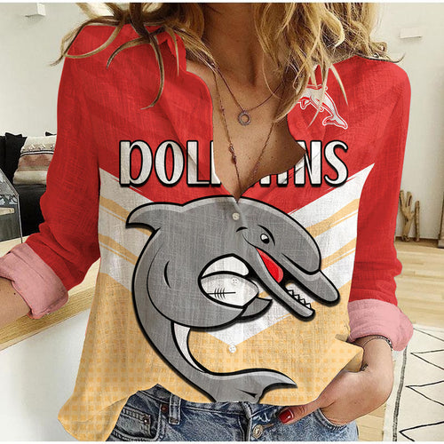 custom-text-and-number-redcliffe-dolphins-rugby-women-casual-shirt-simple-style