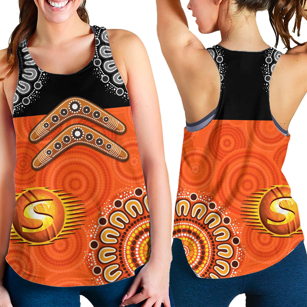 Perth Scorchers Cricket Women Racerback Tank Aboriginal Double Boomerang LT9