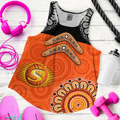 Perth Scorchers Cricket Women Racerback Tank Aboriginal Double Boomerang LT9