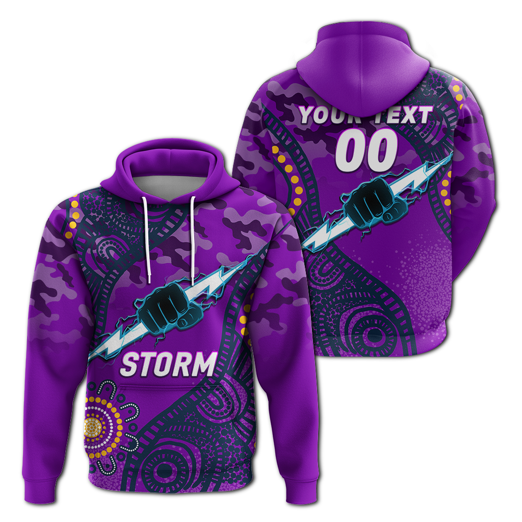 (Custom Personalised) Storm Rugby ANZAC Day Camouflage Indigenous Art Hoodie - LT12