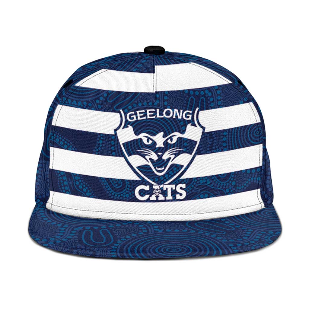 AFL Cats Football Snapback Cap Geelong Proud Indigenous Art - Aussie Hoodie