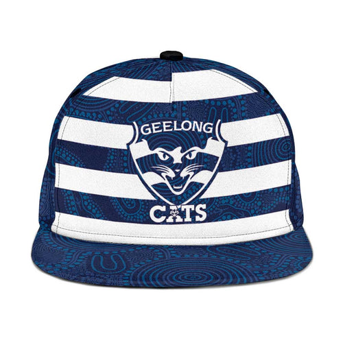 AFL Cats Football Snapback Cap Geelong Proud Indigenous Art - Aussie Hoodie