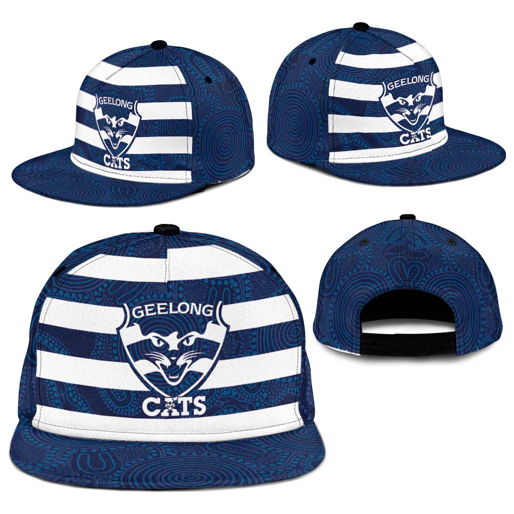 AFL Cats Football Snapback Cap Geelong Proud Indigenous Art - Aussie Hoodie