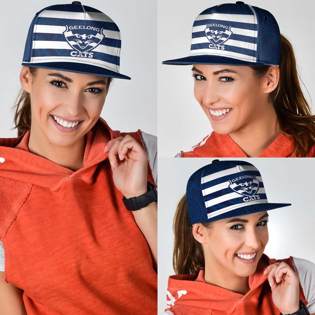 AFL Cats Football Snapback Cap Geelong Proud Indigenous Art - Aussie Hoodie