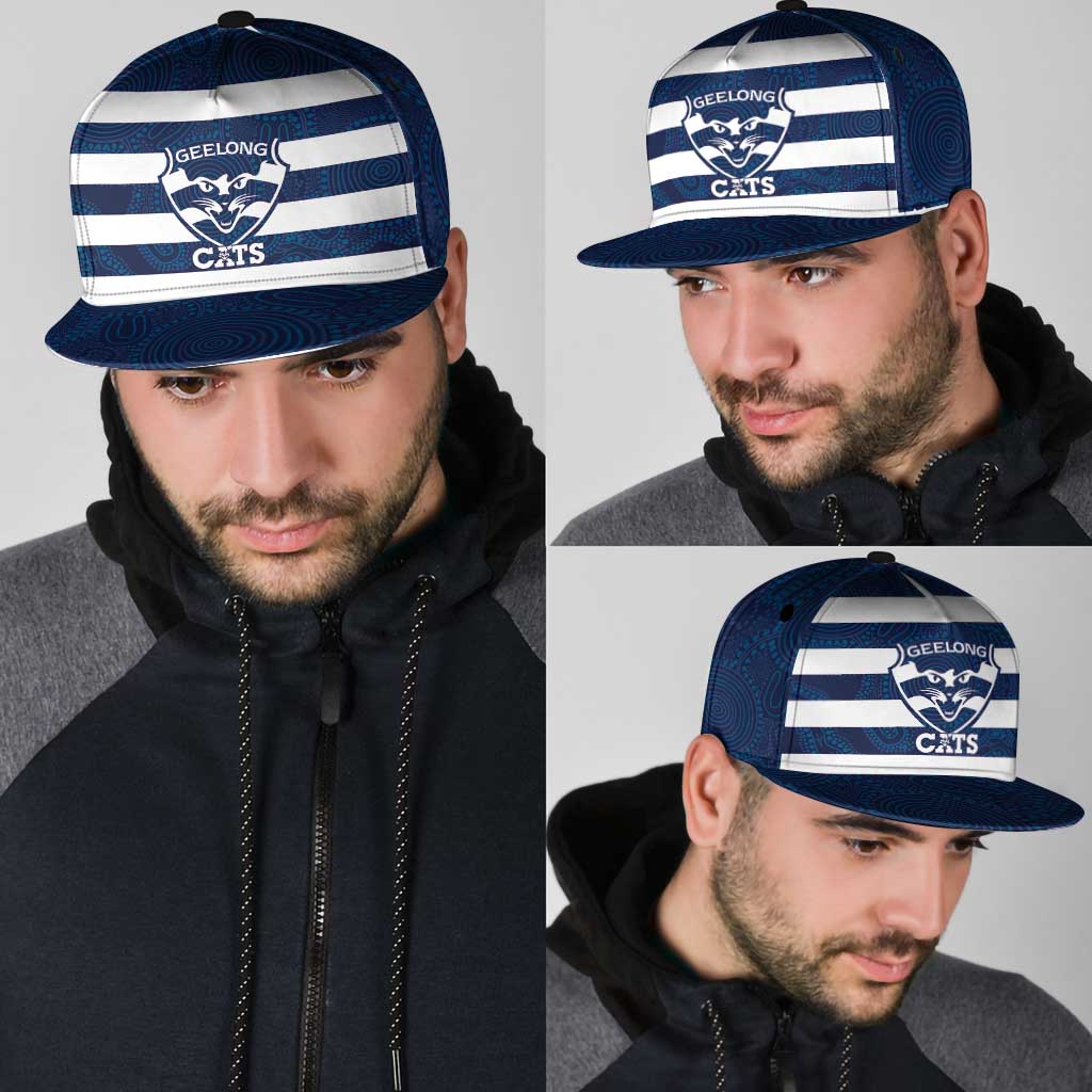 AFL Cats Football Snapback Cap Geelong Proud Indigenous Art - Aussie Hoodie