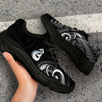 All Black New Zealand Chunky Sneakers Aotearoa Silver Fern With Manaia Maori Unique