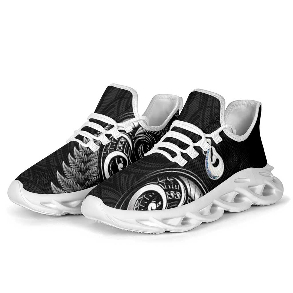 All Black New Zealand Clunky Sneakers Aotearoa Silver Fern With Manaia Maori Unique