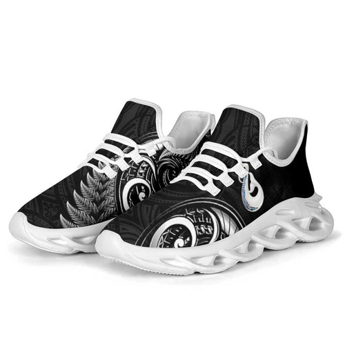 All Black New Zealand Clunky Sneakers Aotearoa Silver Fern With Manaia Maori Unique