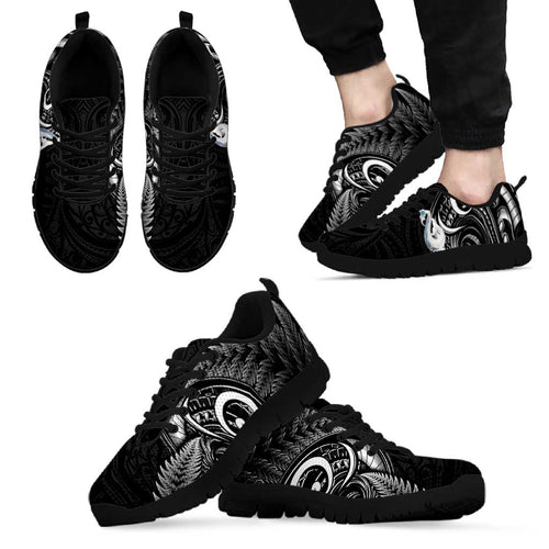 All Black New Zealand Sneakers Aotearoa Silver Fern With Manaia Maori Unique