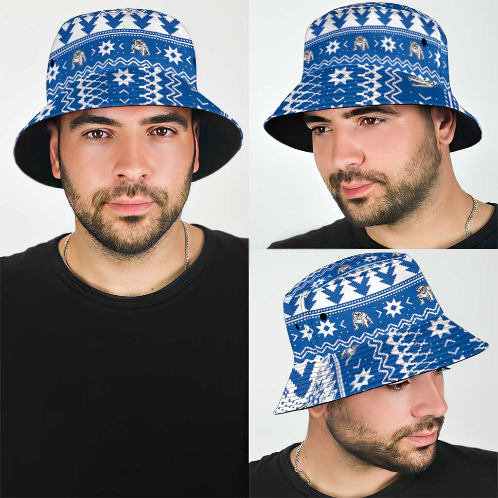 Angry Santa Bulldog Bucket Hat Christmas Rugby League Spirit - Aussie Hoodie