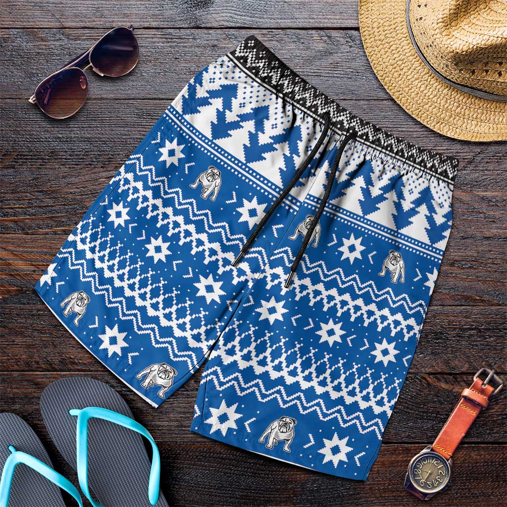 Angry Santa Bulldog Shorts for Men Christmas Rugby League Spirit - Aussie Hoodie