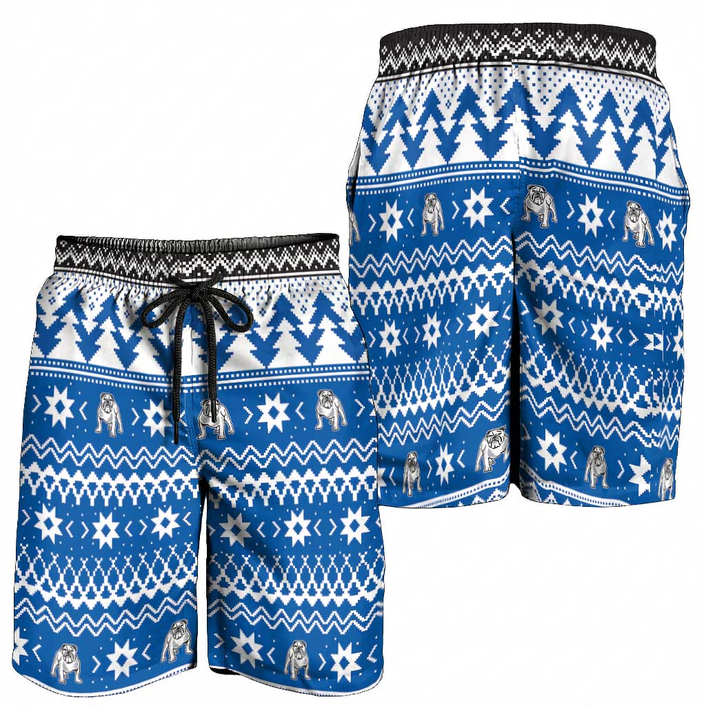 Angry Santa Bulldog Shorts for Men Christmas Rugby League Spirit - Aussie Hoodie