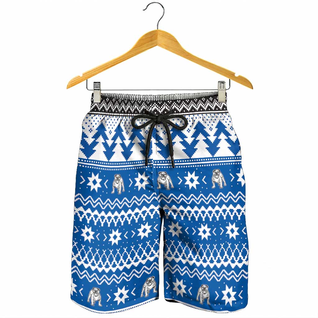Angry Santa Bulldog Shorts for Men Christmas Rugby League Spirit - Aussie Hoodie
