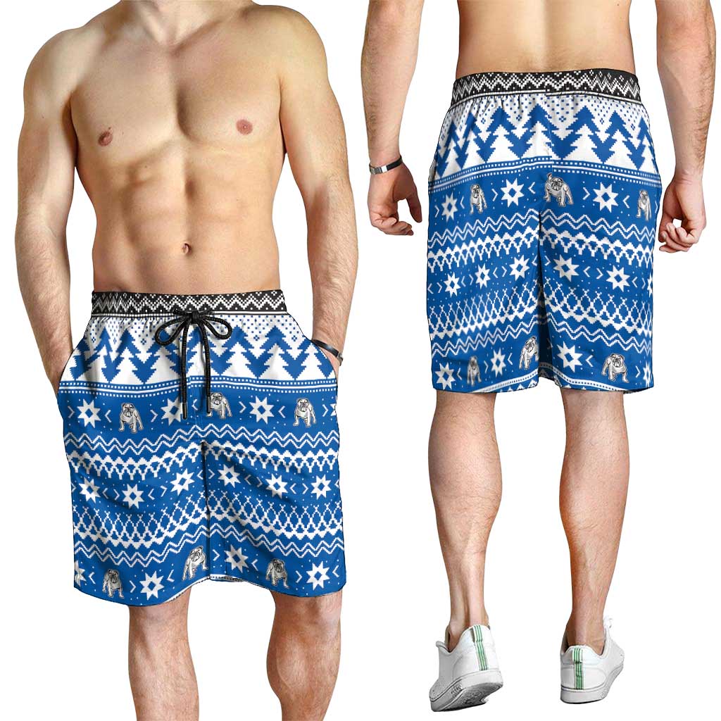 Angry Santa Bulldog Shorts for Men Christmas Rugby League Spirit - Aussie Hoodie