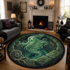 Aotearoa Green Fern Ghost Spirit Round Carpet