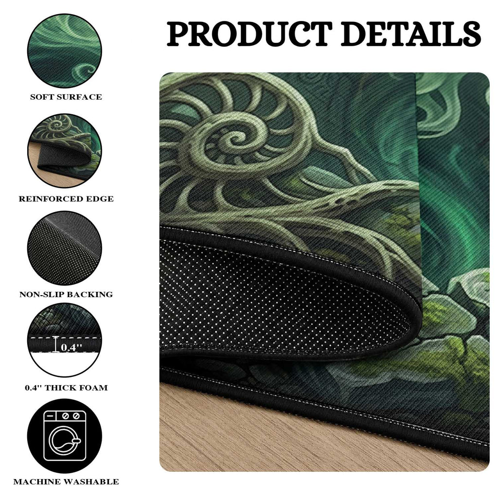 Aotearoa Green Fern Ghost Spirit Round Carpet