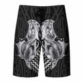 Aotearoa Kowhaiwhai Poutama Black Motif Board Shorts