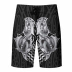 Aotearoa Kowhaiwhai Poutama Black Motif Board Shorts
