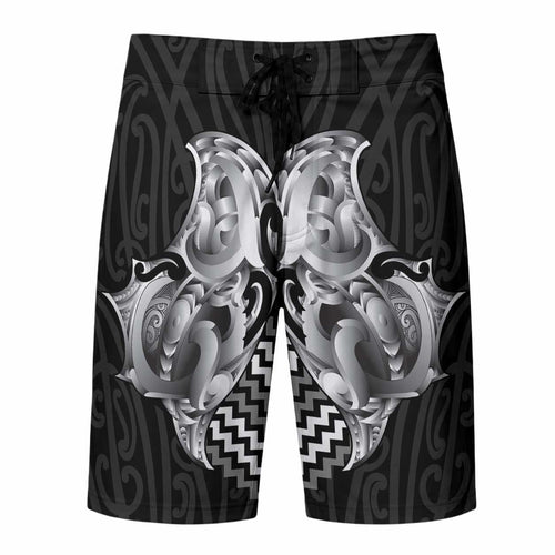 Aotearoa Kowhaiwhai Poutama Black Motif Board Shorts