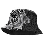 Aotearoa Kowhaiwhai Poutama Black Motif Bucket Hat