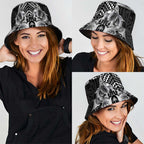 Aotearoa Kowhaiwhai Poutama Black Motif Bucket Hat