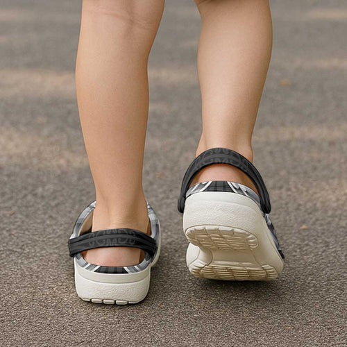 Aotearoa Kowhaiwhai Poutama Black Motif Clogs Shoes