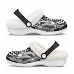 Aotearoa Kowhaiwhai Poutama Black Motif Fleece Clogs