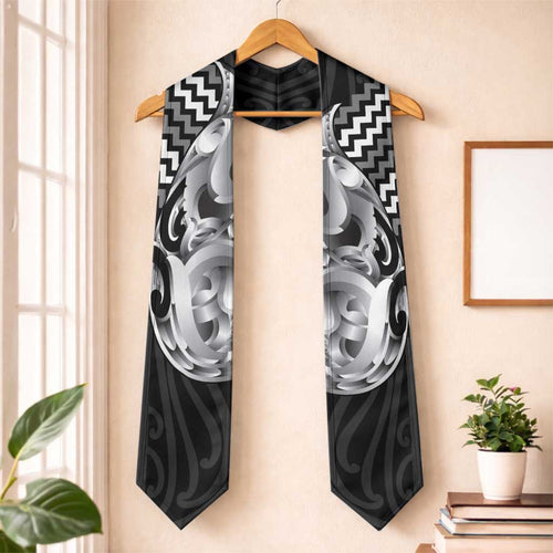 Aotearoa Kowhaiwhai Poutama Black Motif Graduation Stole