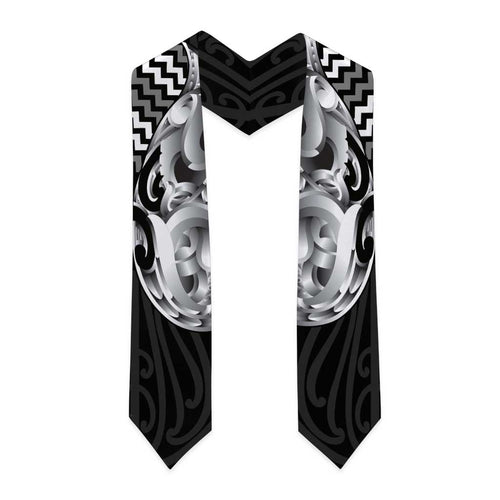 Aotearoa Kowhaiwhai Poutama Black Motif Graduation Stole
