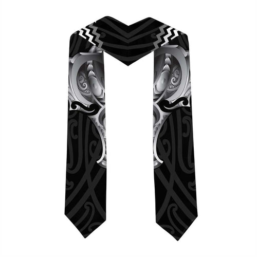 Aotearoa Kowhaiwhai Poutama Black Motif Graduation Stole