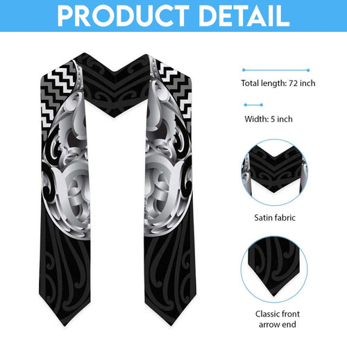 Aotearoa Kowhaiwhai Poutama Black Motif Graduation Stole