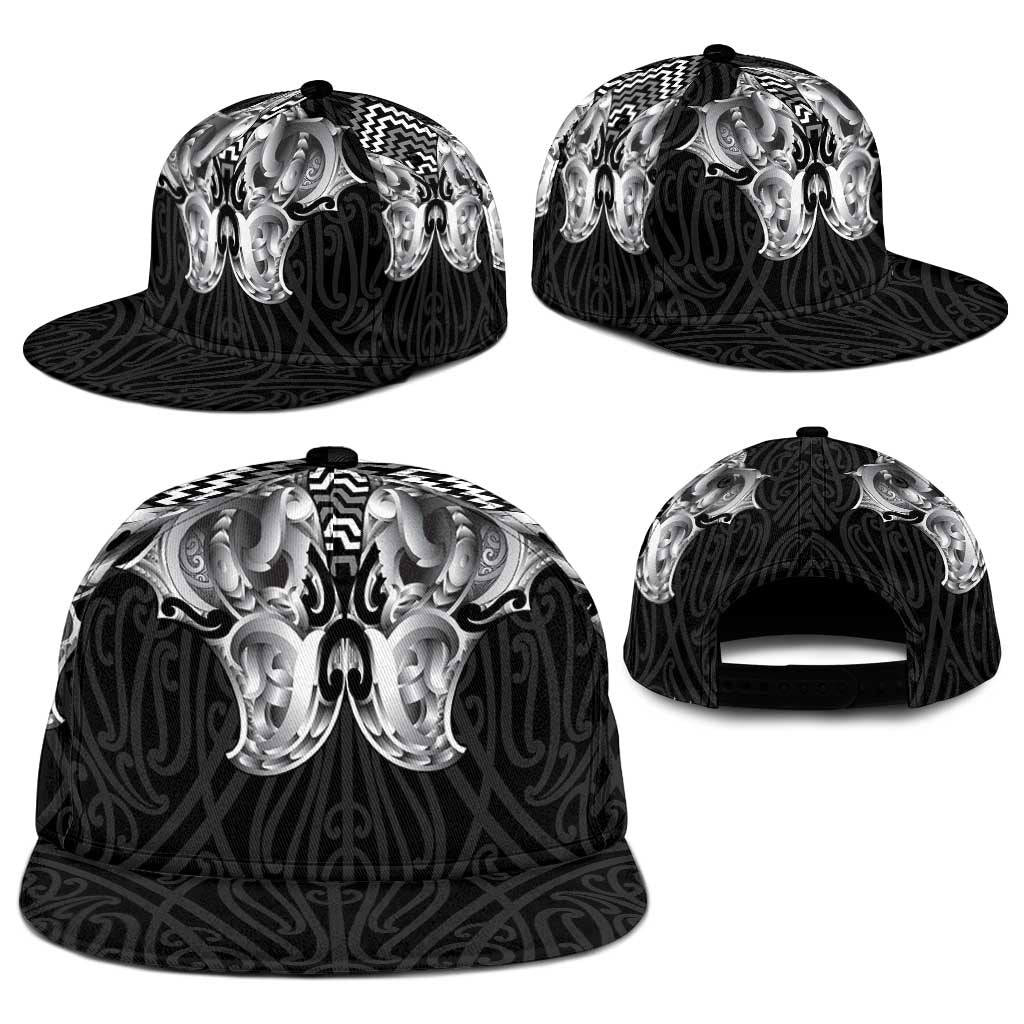 Aotearoa Kowhaiwhai Poutama Black Motif Snapback Cap