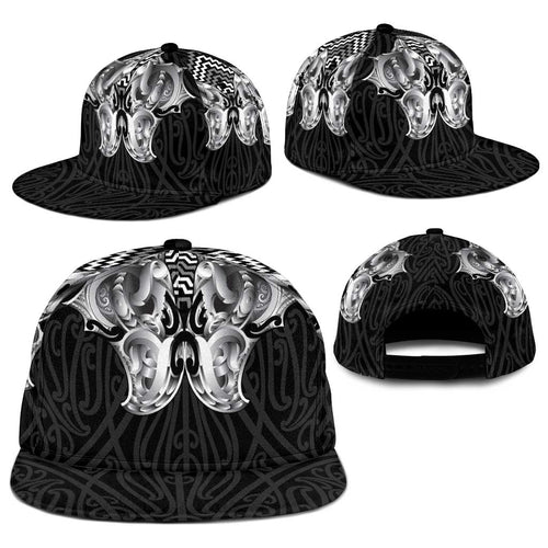 Aotearoa Kowhaiwhai Poutama Black Motif Snapback Cap