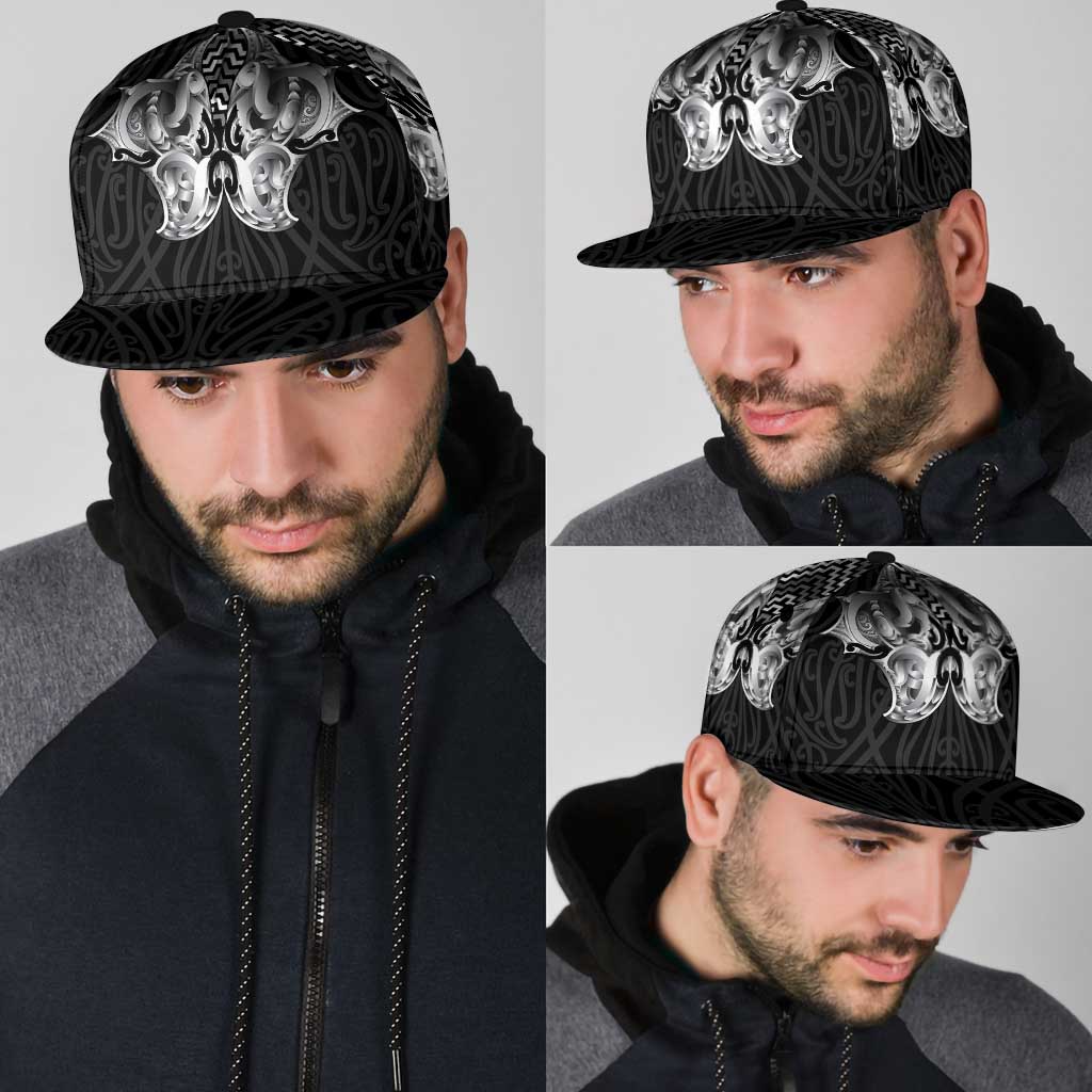 Aotearoa Kowhaiwhai Poutama Black Motif Snapback Cap