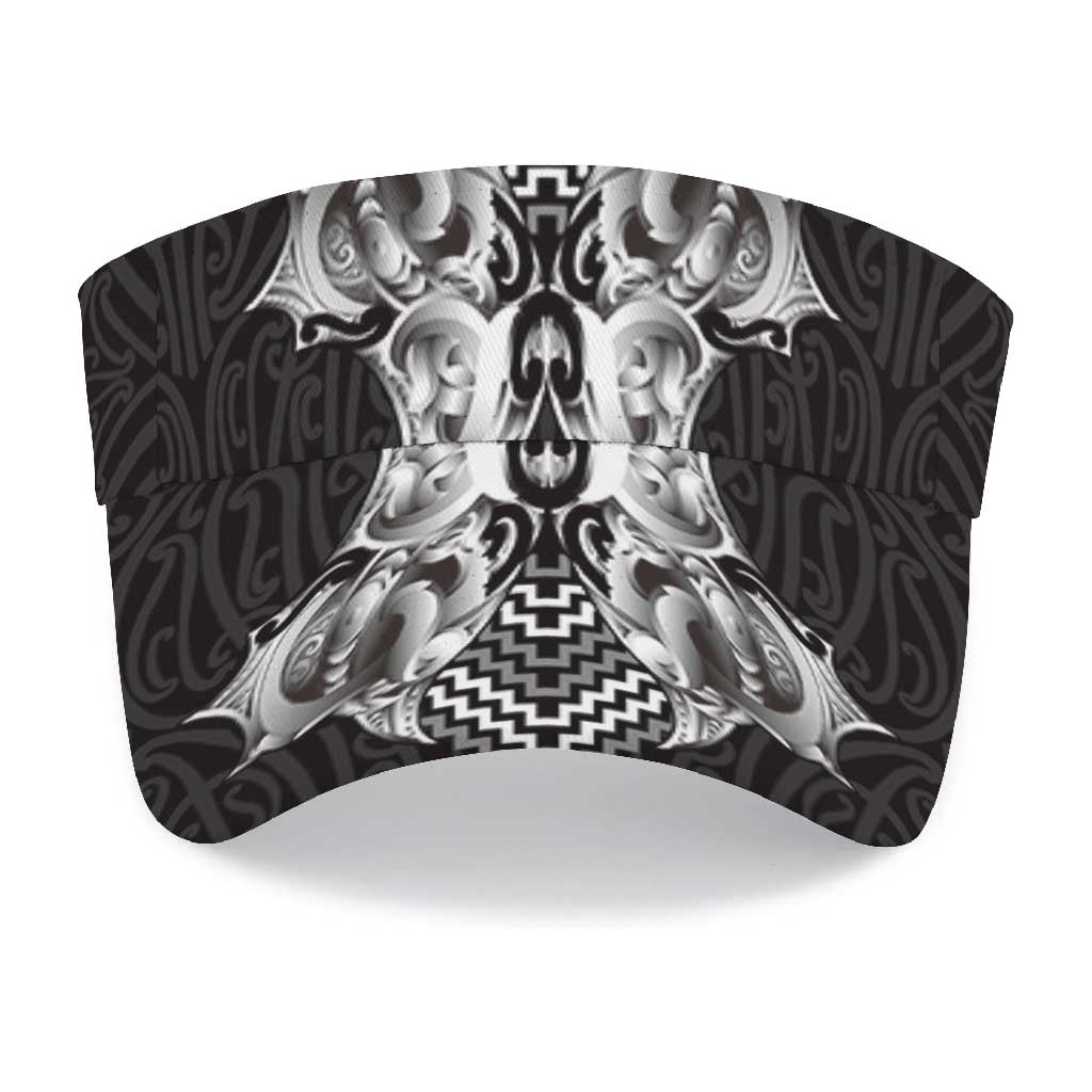 Aotearoa Kowhaiwhai Poutama Black Motif Sun Visor Cap