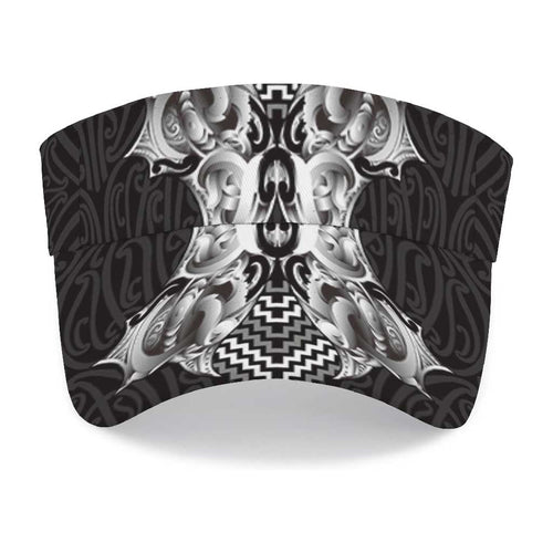 Aotearoa Kowhaiwhai Poutama Black Motif Sun Visor Cap