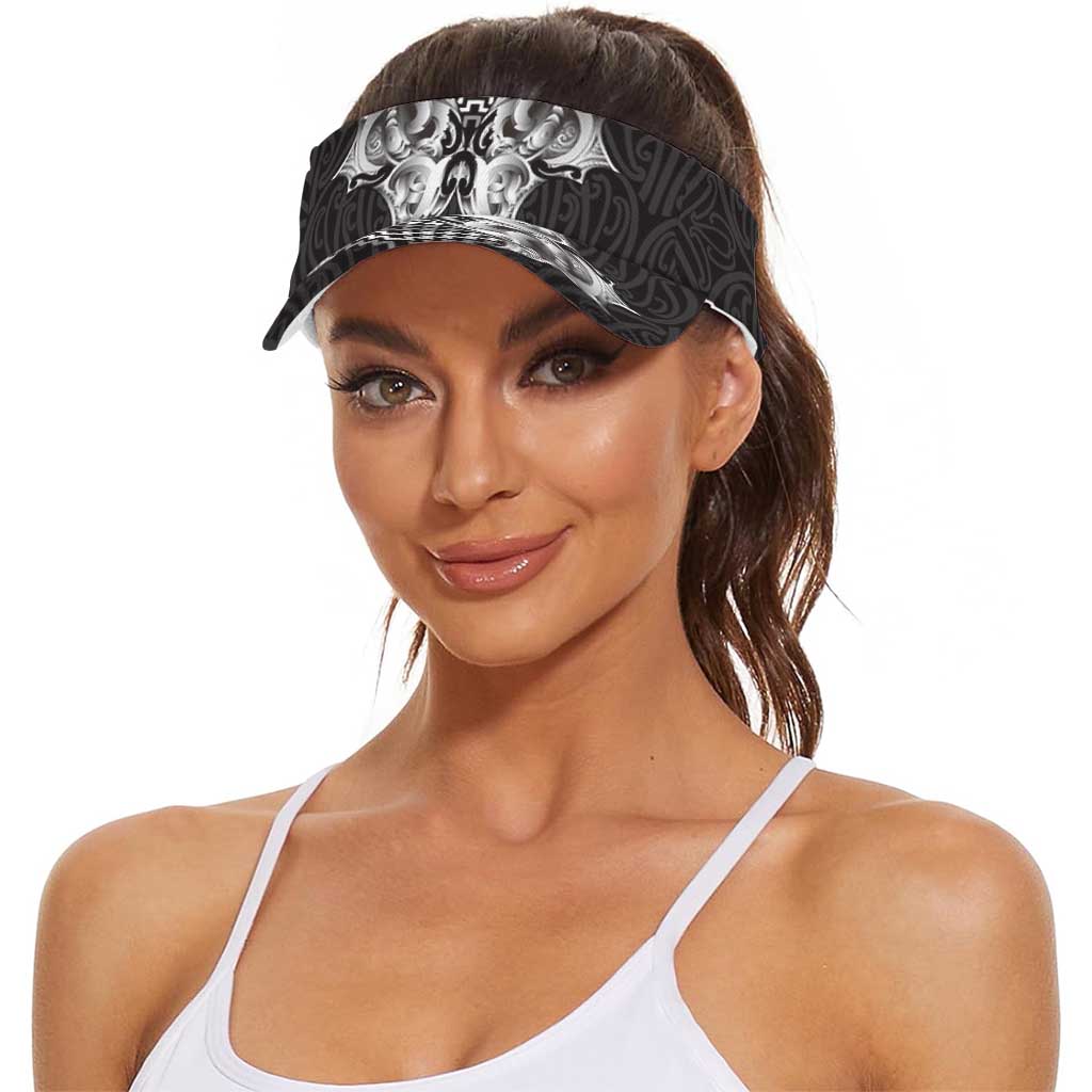 Aotearoa Kowhaiwhai Poutama Black Motif Sun Visor Cap