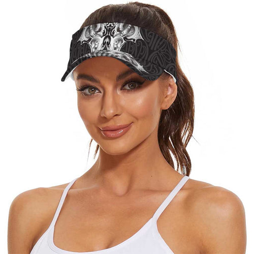 Aotearoa Kowhaiwhai Poutama Black Motif Sun Visor Cap