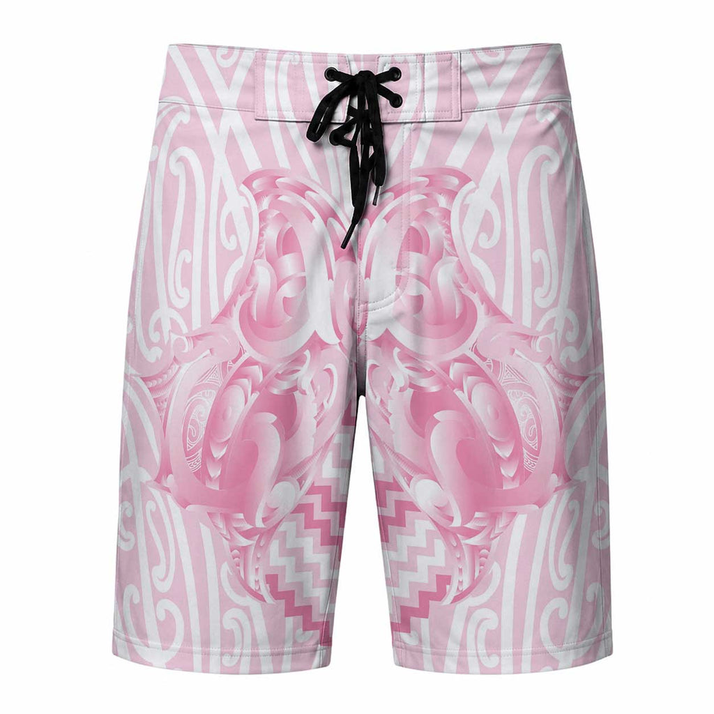Aotearoa Kowhaiwhai Poutama Pink Motif Board Shorts