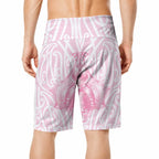 Aotearoa Kowhaiwhai Poutama Pink Motif Board Shorts