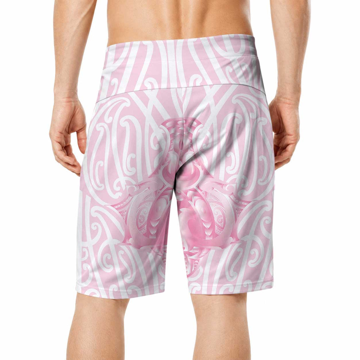 Aotearoa Kowhaiwhai Poutama Pink Motif Board Shorts