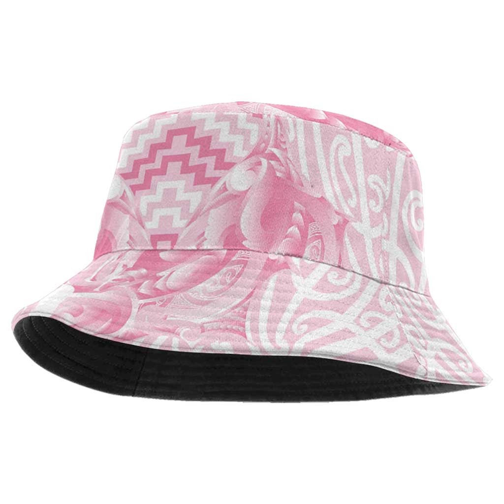 Aotearoa Kowhaiwhai Poutama Pink Motif Bucket Hat