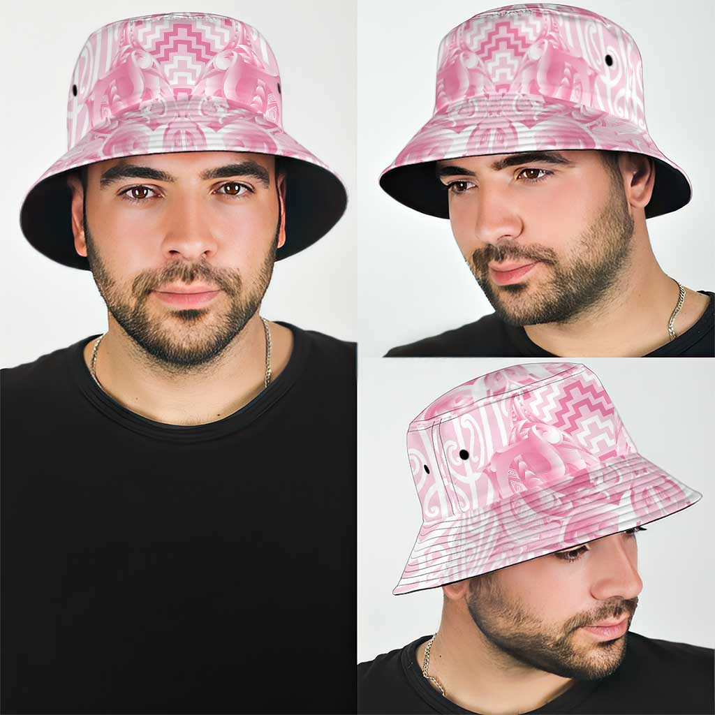 Aotearoa Kowhaiwhai Poutama Pink Motif Bucket Hat