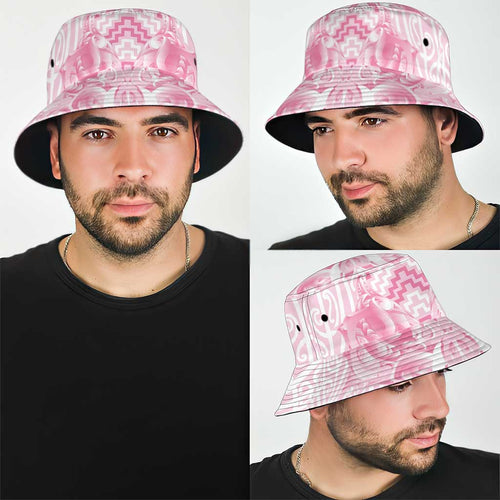 Aotearoa Kowhaiwhai Poutama Pink Motif Bucket Hat