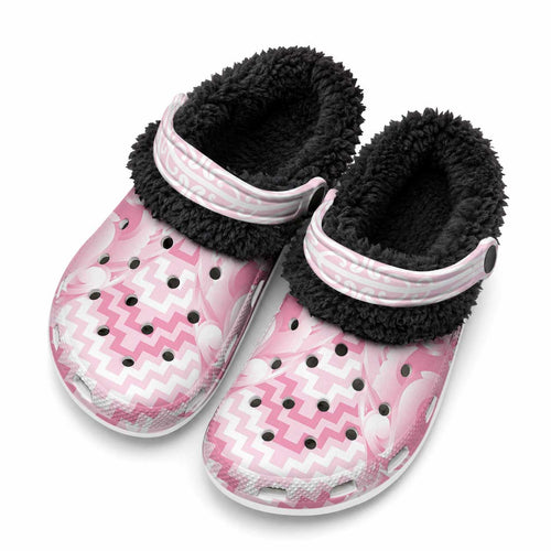 Aotearoa Kowhaiwhai Poutama Pink Motif Fleece Clogs