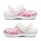 Aotearoa Kowhaiwhai Poutama Pink Motif Fleece Clogs